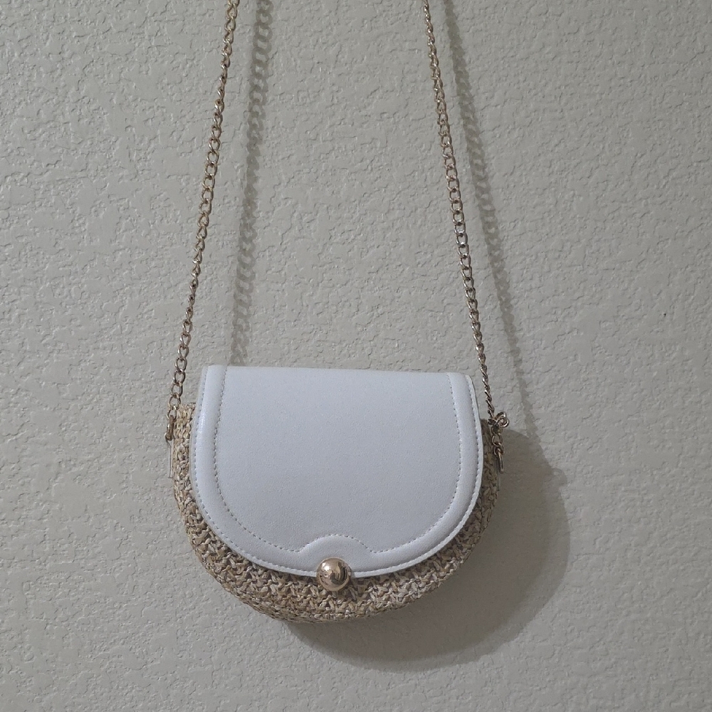 H&M White and Tan Crossbody Bag